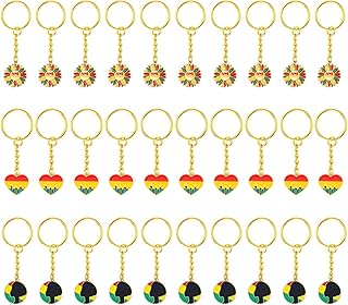 30pcs Black History Celebration Keches en Vrac Metal Héritage Culturel Cultural Event Party Supplies Décorations Commémoratives Key Rings