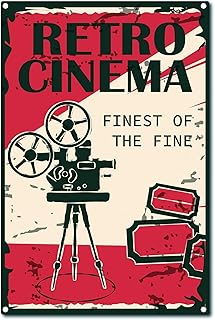 CREATCABIN Tin Signes Rétro Cinéma Vintage Métal Décoration Murale Décoration Art Mural Suspendu Fer Peinture pour Maison Jardin Cuisine Salon Bureau Garage Affiche Plaque 12 x 8 Pouce