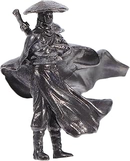 HEALLILY Figurine de samouraï miniature en métal - Ornement de collection pour bureau et salon - Artisanat chinois antique - Statue élégante de bonsaï avec breloque vintage