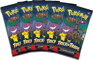 Pokemon Trick or Trade 2024 Lot de 5 boosters de cartes à collectionner, en anglais, série spéciale Halloween et BB-Toy-Trades Toploader